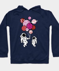 Astronaut Holding Lesbian Planet Balloons Lesbian Pride