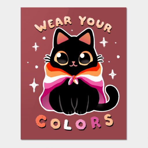 Lesbian LGBT Pride Cat - Kawaii Rainbow Kitty - Wear your colors