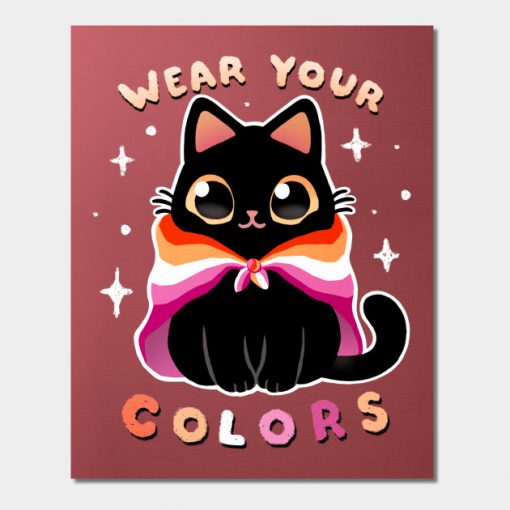 Lesbian LGBT Pride Cat - Kawaii Rainbow Kitty - Wear your colors