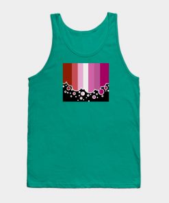 Lesbian Pride Flag Falling Bubbles Silhouette on Black