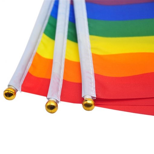 50 pcs Geminbowl Rainbow flag Hand Waving Gay Pride LGBT parade Les Bunting 14x21cm Geminbowl Brand e581b651 cb7d 4a20 8a61 1cb158c2cff1 - Lesbian Flag