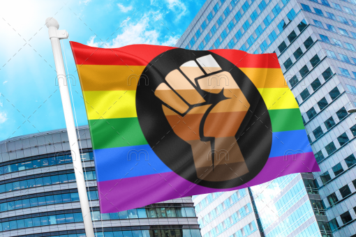 Pride Support Fist Rainbow Flag - QPOC PN0112 2x3 ft (60x90 cm) / 2 Grommets left Official PAN FLAG Merch